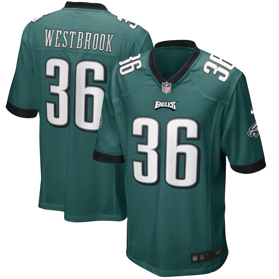 Men Philadelphia Eagles 36 Brian Westbrook Nike Midnight Green Game Retired Player NFL Jersey